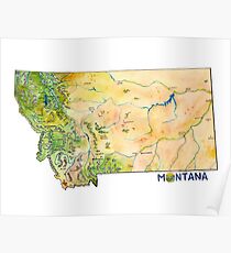Montana Painted Map Poster