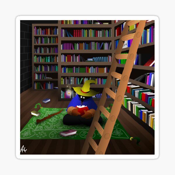Black Mage in Library Sticker