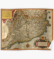 Map Of Catalonia 1608 Poster