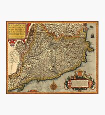 Map Of Catalonia 1608 Photographic Print