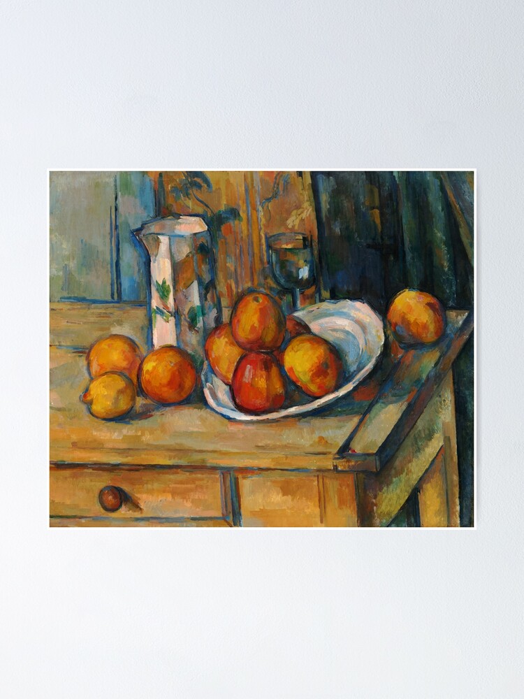 Fruit Bowl Pitcher And Fruit by Paul Cezanne Reproduction For Sale