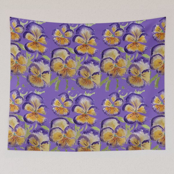 Item preview, Viola Watercolor Purple Floral Pattern on Purple designed and sold by Sarah  Rajkotwala.
