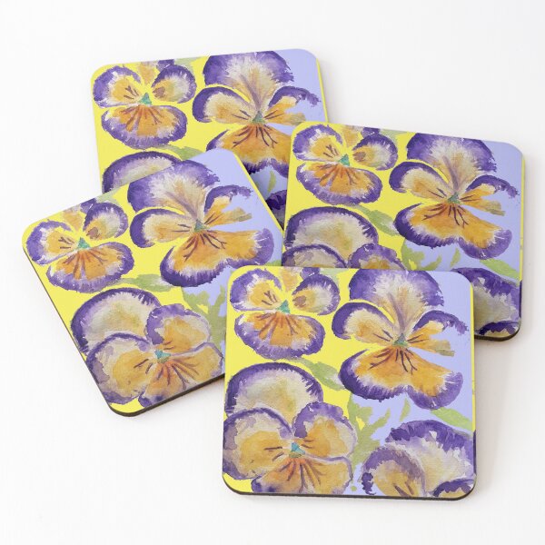 Item preview, Viola Watercolor Purple Floral Pattern on Yellow and Lavender designed and sold by Sarah  Rajkotwala.
