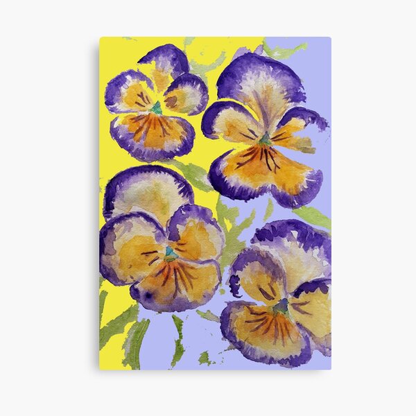 Aperçu de l'œuvre Motif floral violet aquarelle alto sur jaune et lavande créée et vendue par Sarah  Rajkotwala.