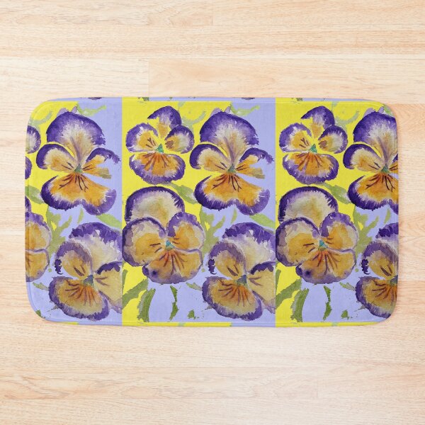 Item preview, Viola Watercolor Purple Floral Pattern on Yellow and Lavender designed and sold by Sarah  Rajkotwala.