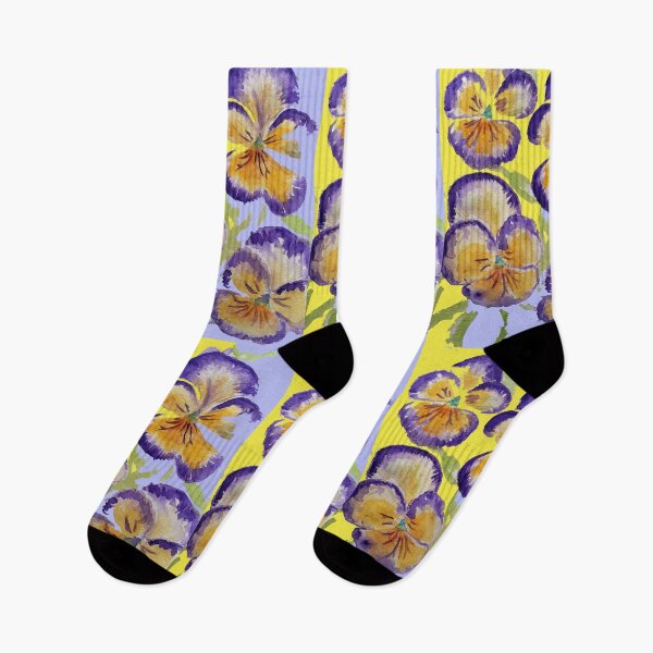 Item preview, Viola Watercolor Purple Floral Pattern on Yellow and Lavender designed and sold by Sarah  Rajkotwala.
