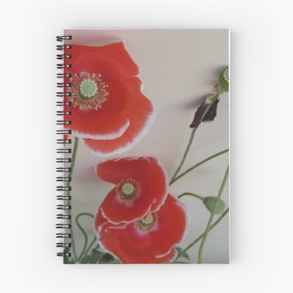 Item preview, orange cum red white border poppies summer winter flower designed and sold by hellonamrata.