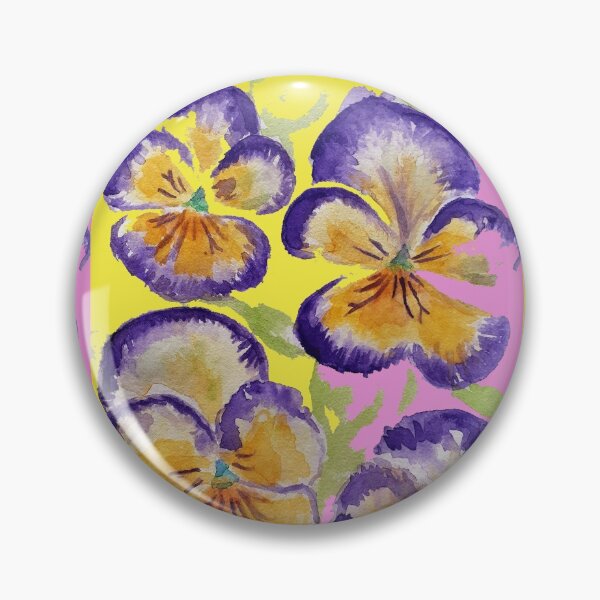 Item preview, Viola Watercolor Purple Floral Pattern on Yellow and Pink Art designed and sold by Sarah  Rajkotwala.