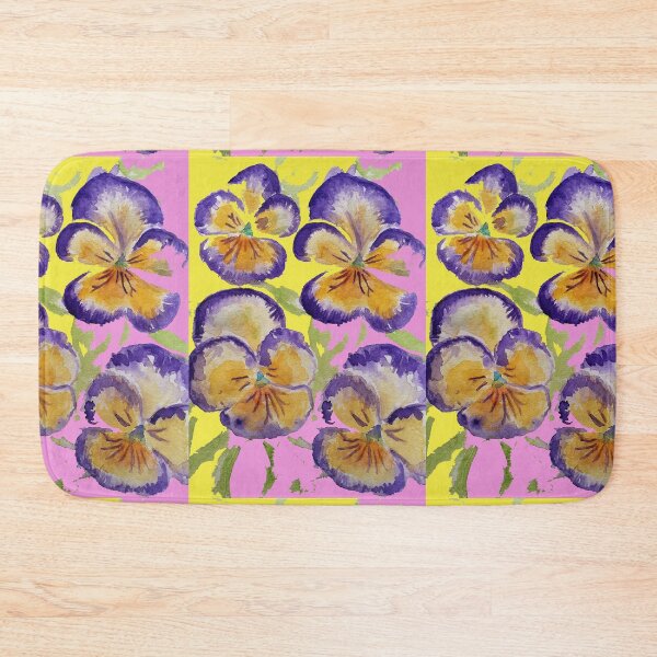 Item preview, Viola Watercolor Purple Floral Pattern on Yellow and Pink Art designed and sold by Sarah  Rajkotwala.