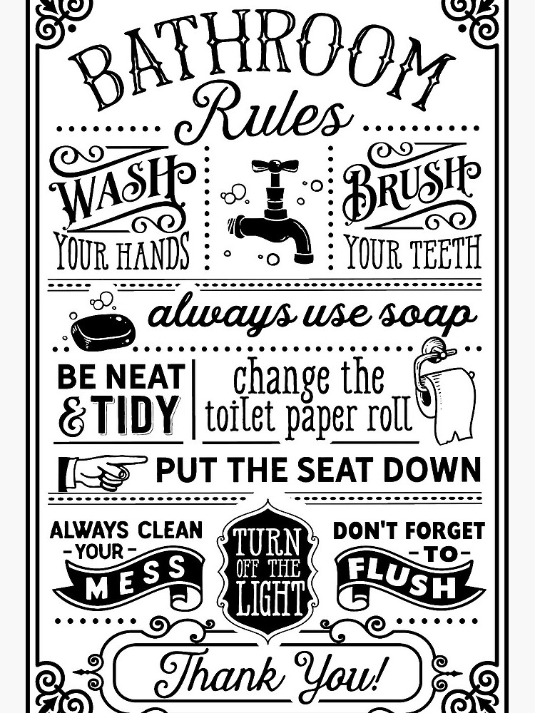 funny-bathroom-etiquette-rules-wash-your-hands-for-beginners-art-board-print-for-sale-by-slushysushi-redbubble for Free Printable Bathroom Etiquette Signs Funny Bathroom Etiquette Rules - Wash your hands for Beginners