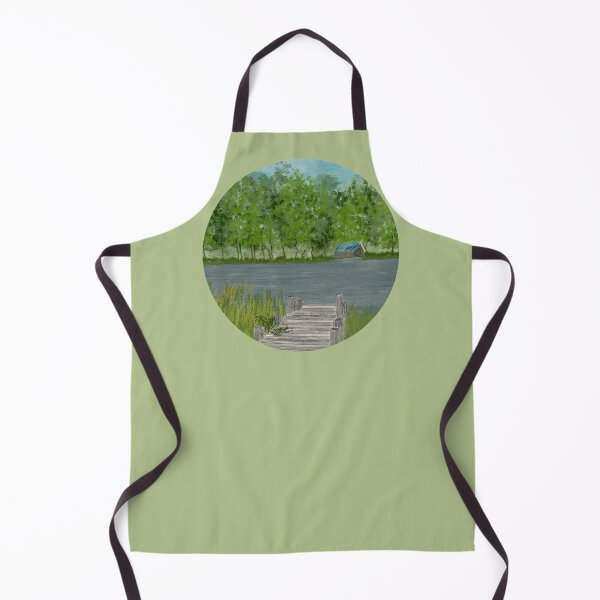 Item preview, Wooden Jetty and Boathouse at Hidden Lake Watercolour designed and sold by InspiredPamjoy.