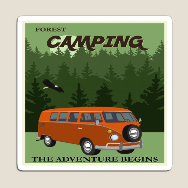 Mini Bus Van Road Trip Vacation Retro Style Art Christmas Ornament or Magnet Art Gift