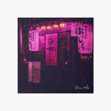 Item preview, Neonbeleuchteter dystopischer japanischer Ramen Izakaya Shop in Tokio | Vaporwave- und Cyberpunk-Ästhetik designed and sold by parenvlogs.