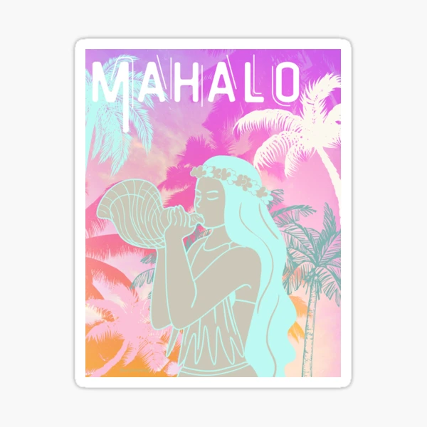 MAHALO Hawaiian Girl with Conch Shell Horn