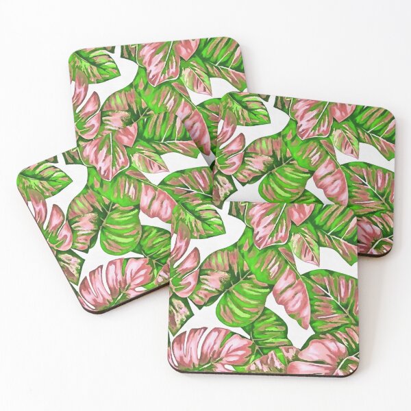 Item preview, Tropical Leaves Of Banana and Monstera Pink Green Cut Out designed and sold by taiche.