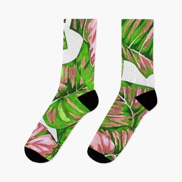 Item preview, Tropical Leaves Of Banana and Monstera Pink Green Cut Out designed and sold by taiche.
