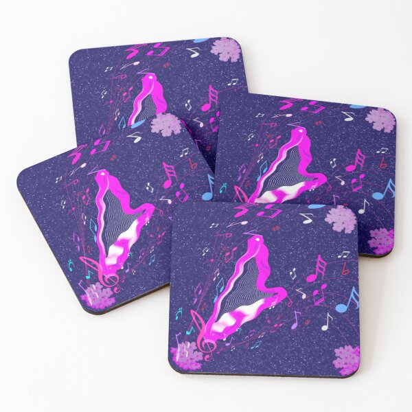 Item preview,  Fuchsia harp with music, flowers, and a sparkly background designed and sold by Only1helen.