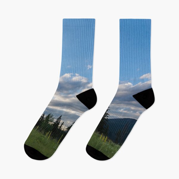 Item preview, Summery Mountain Vibe - Blooming Wildflower Meadow and Fluffy Clouds designed and sold by Georgia Mizuleva.