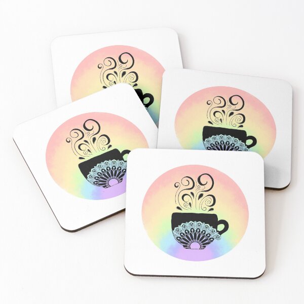 Item preview, Coffee Cup (Black Mandala Rainbow Circle) designed and sold by Taladesignlab.