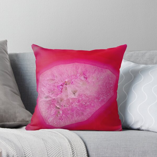 Item preview, Bright Pink agate geode. Hot pink Close up Crystal photography designed and sold by empowercrystals.