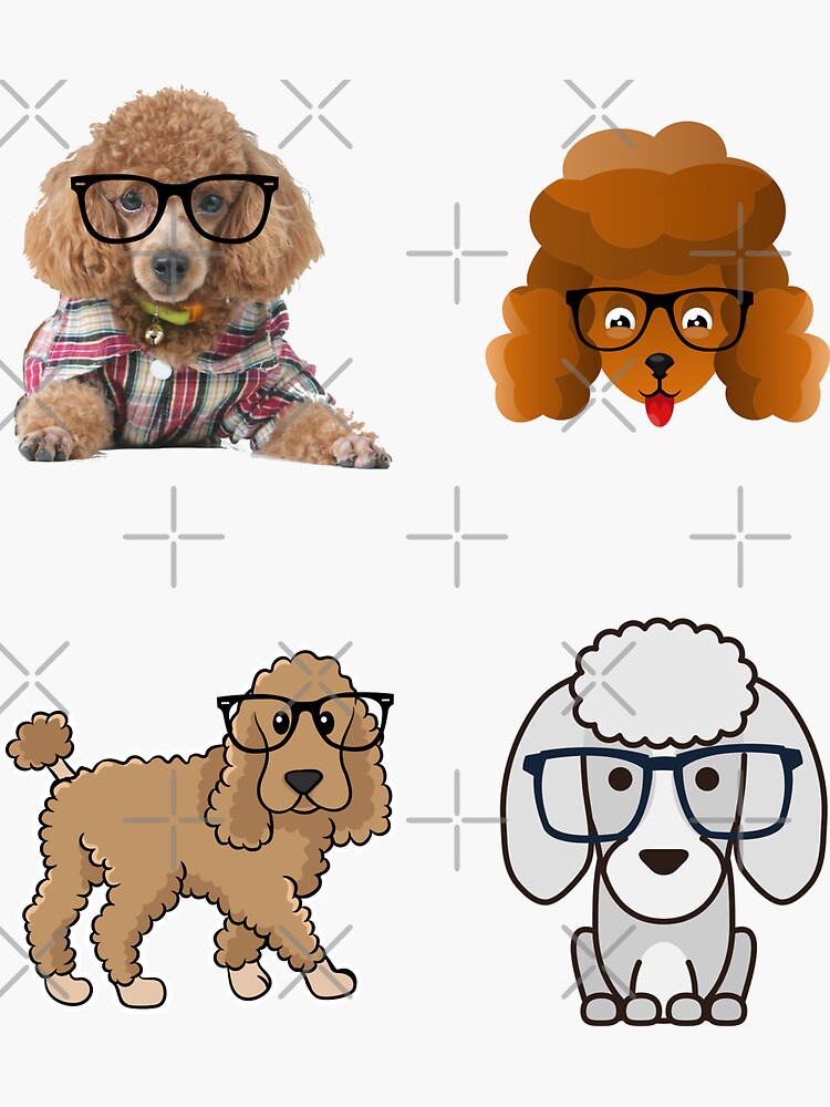 "Dogs with glasses Stickers Pack Sticker Poodle" Sticker for Sale by