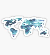 World Map Blue Crystal Sticker