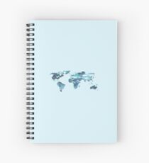 World Map Blue Crystal Spiral Notebook