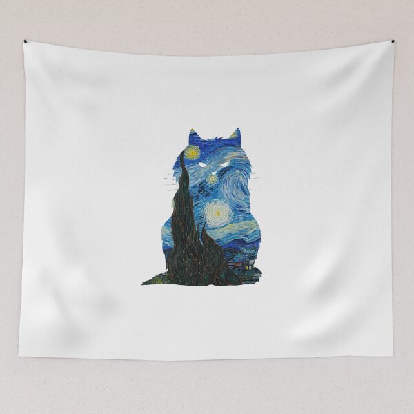 Item preview, Cat Van Gogh - Starry Night designed and sold by dibeja.