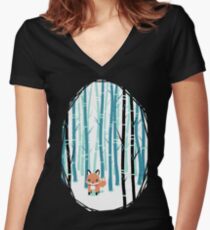 Fox in the Forest Women's Fitted V-Neck T-Shirt