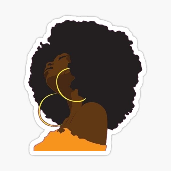 Black girl with big fro Sticker