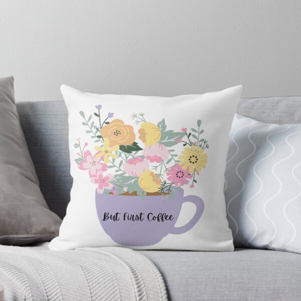 Item preview, But First Coffee Floral Pattern Purple Coffee Mug designed and sold by Happiness Creators.