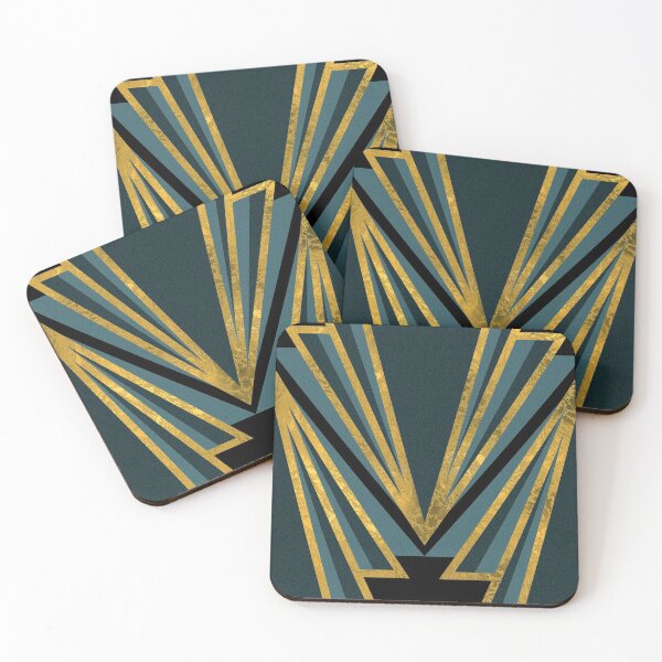 Item preview, Art deco print - green, teal and gold designed and sold by hasbeenz.