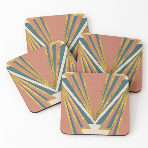 Item preview, Art deco print - peach, teal and gold designed and sold by hasbeenz.