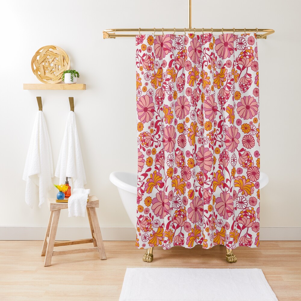 Psychedelic Shower Curtain Floral Boho Hippie Print for Bathroom Psychedelic Shower Curtain Floral Boho Hippie Print for Bathroom