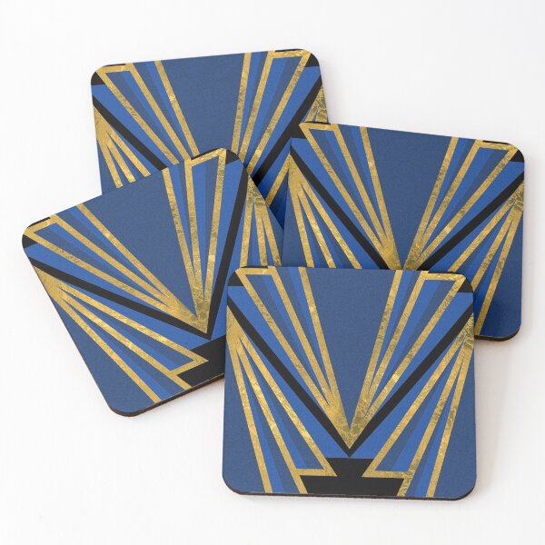 Item preview, Art deco print - dark blue, light blue and gold designed and sold by hasbeenz.