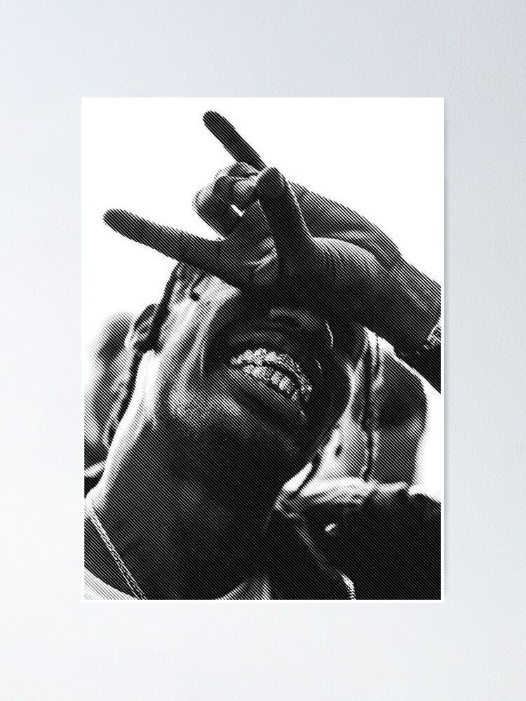 "Travis black and white rapper" Poster by Chvaneliogo Redbubble