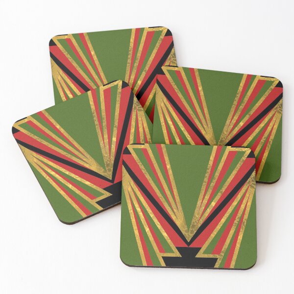 Item preview, Art deco print - red, green and gold designed and sold by hasbeenz.