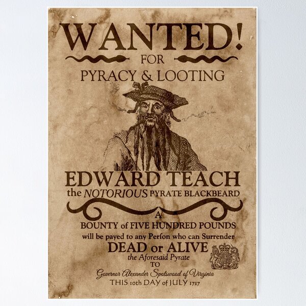 Blackbeard Wanted Posters for Sale