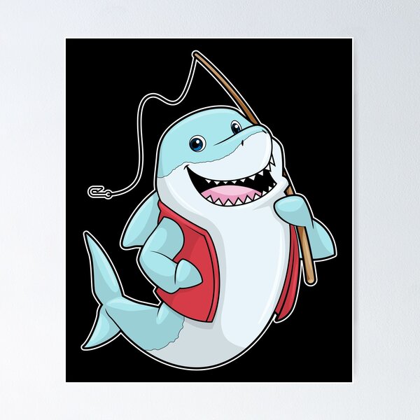 Item preview, Shark at Fishing with Fishing rod designed and sold by Snabdesign84.