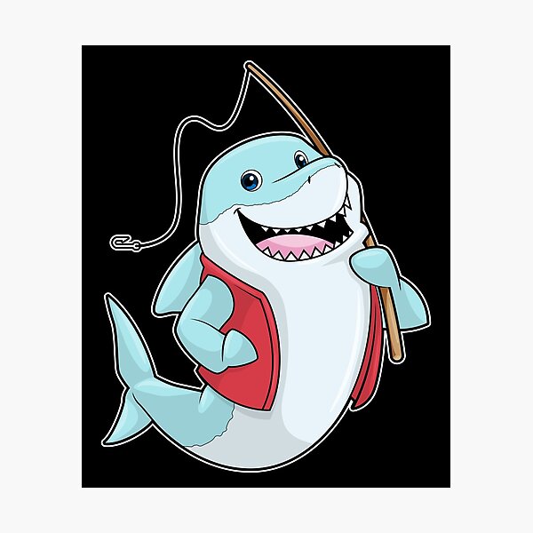Item preview, Shark at Fishing with Fishing rod designed and sold by Snabdesign84.