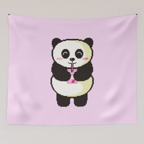 Item preview, Cute panda drinking strawberry milk designed and sold by OneMorePixel.
