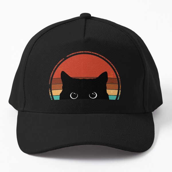 Vista previa del artículo con la obra «Gato Negro Asomando Atardecer Vintage», diseñado y vendido por nameonshirt.