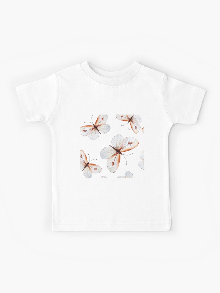 Camiseta para niños «Pequeñas mariposas bonitas en tonos marrones y diseño  de mariposa blanca, diseño de estampado de animales en negrita en marrón y  blanco, ropa de moda de declaración clásica, muebles