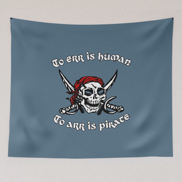 Item preview, To err is human - to arr is pirate (skull & swords, red cap) funny designed and sold by SolidEarthArt.