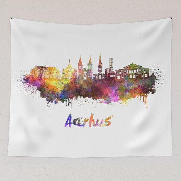 Item preview, Aarhus skyline in watercolor designed and sold by paulrommer.