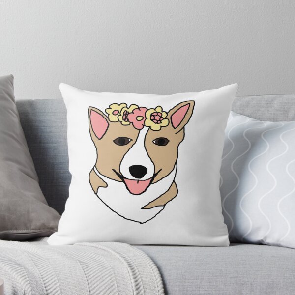 Item preview, Pembroke welsh corgi with flower crown designed and sold by Kaia English.