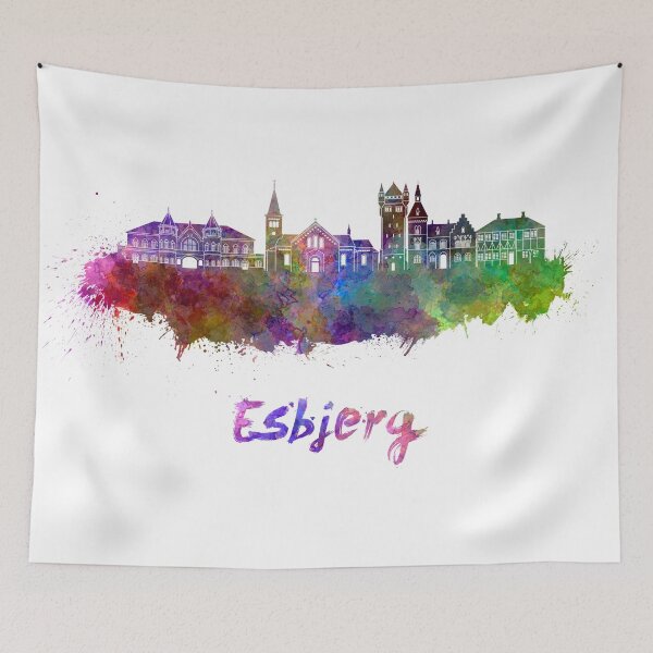 Item preview, Esbjerg skyline in watercolor designed and sold by paulrommer.