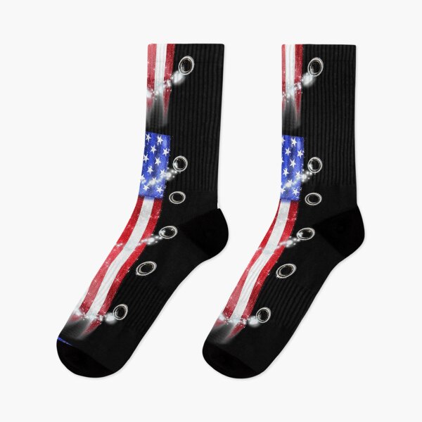 Item preview, USA Flag Sneakers Laces America Love Striped Flag - Black designed and sold by Jolly-Yosei.