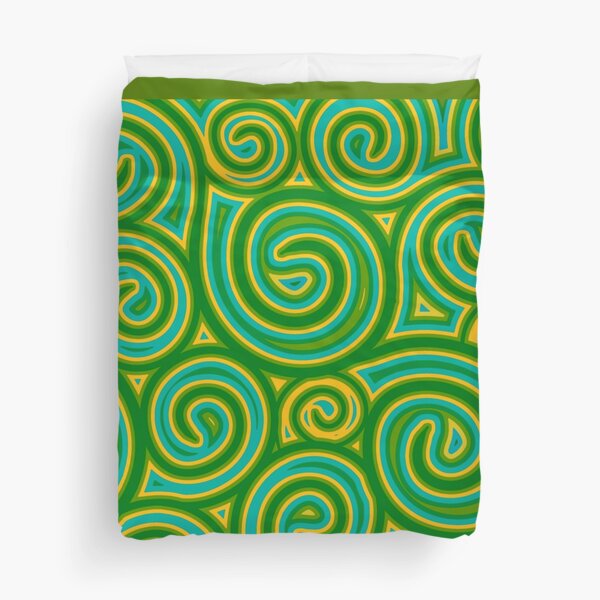 Green Psychedelic Trippy Hippy Artwork Duvet Cover