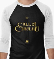 Call of Cthulhu - Logo (gold with Elder Sign & Chaosium Inc. Logo) Baseball ¾ Sleeve T-Shirt